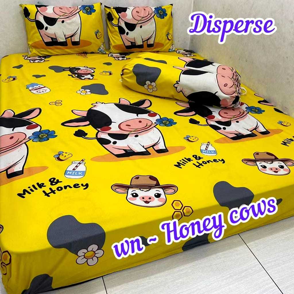 Milkyway Sprei Katun Motif Sapi Moo Adem Nyaman Ukuran 12/160/180/200