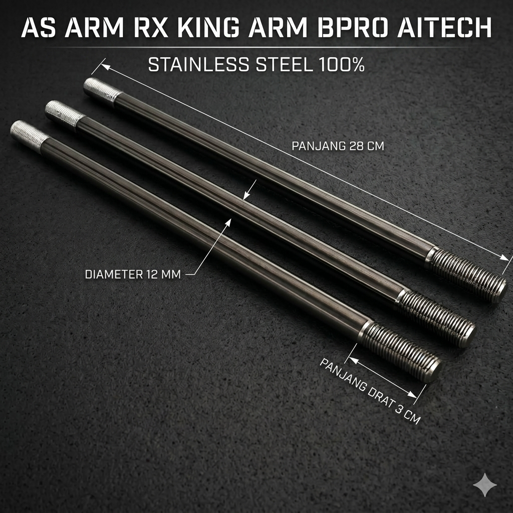 As Roda RX King custom Arm BPRO AITECH Bahan Stainless Steel Panjang 28 cm