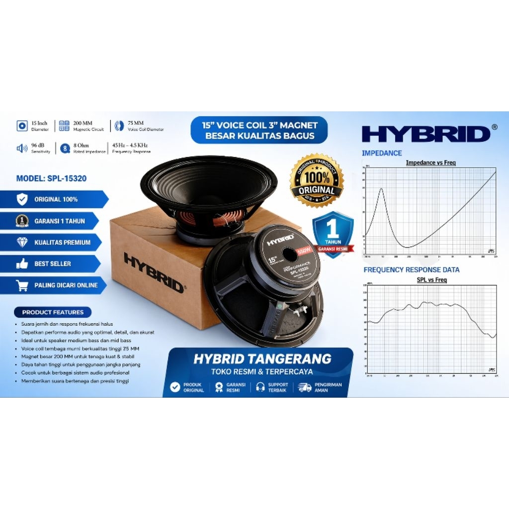 SPEAKER KOMPONEN 15 INCH VC 3INCH HYBRID SPL-15320 SPL15320 SPL 15320 ORIGINAL