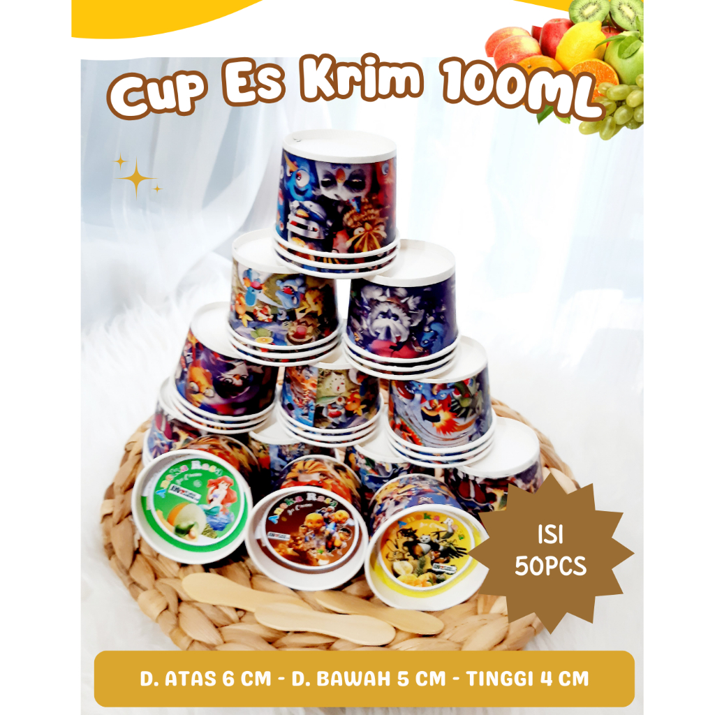 aper Cup 100ml Gelas Kertas Set Isi 50 Pcs Wadah Es Krim & Kopi Sekali Pakai