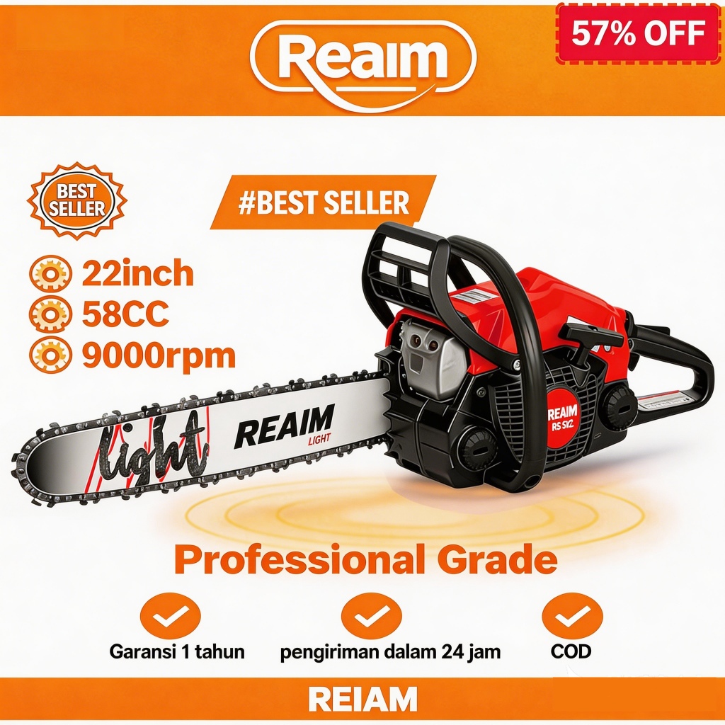 REAIM Sinso Senso Mesin Potong Kayu Senso Chainsaw 20/22 Inch sinso 58CC Gergaji Kayu senso Gergaji 