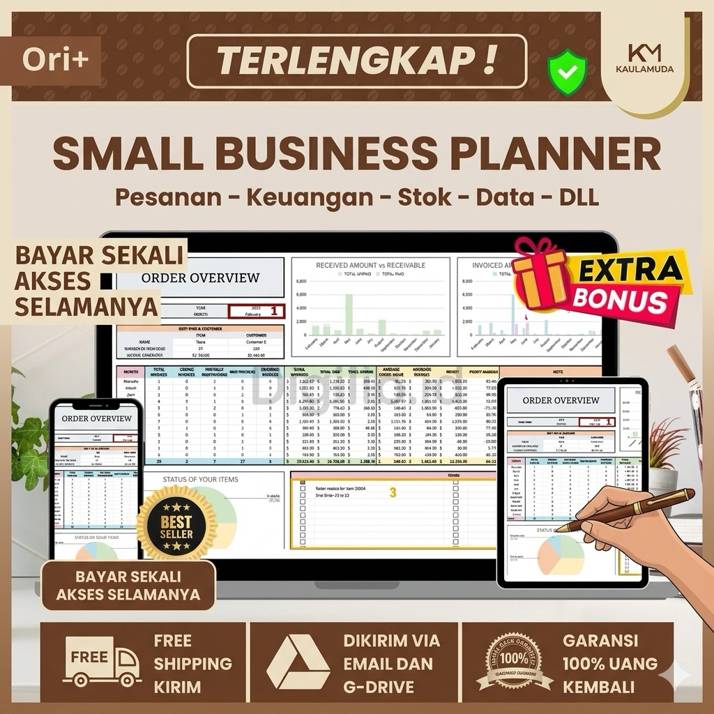 Template Pembukuan Otomatis UMKM Excel Google Sheets | Laporan Keuangan, Stok, Penjualan & Invoice