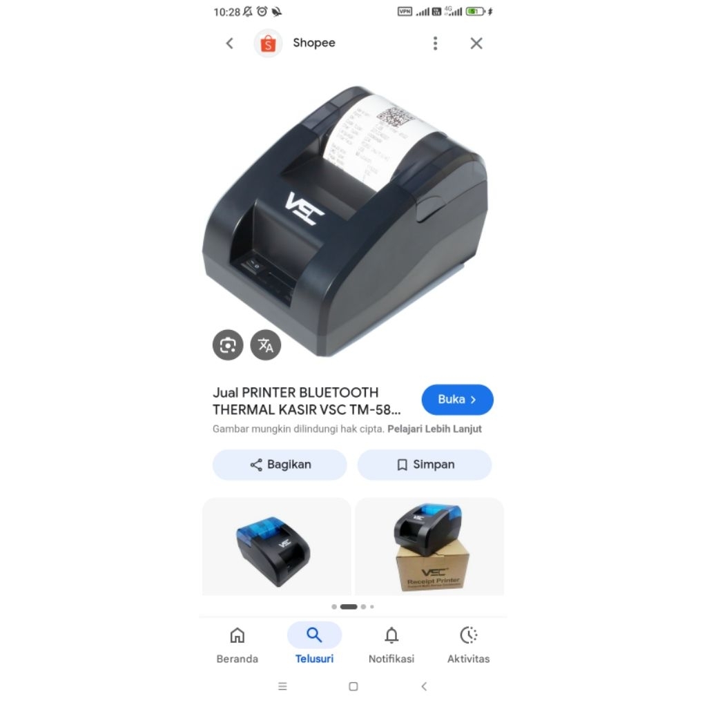 Printer receipt vsc bluetooth