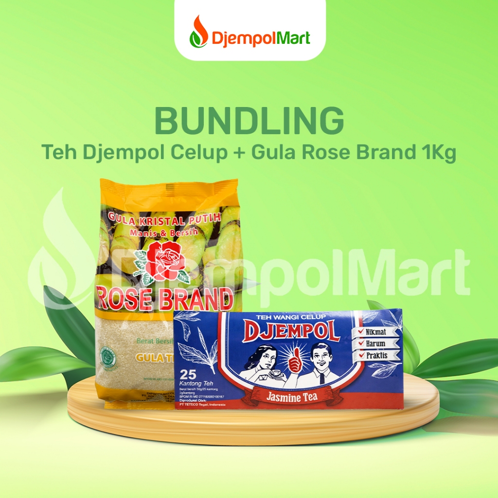 Paket Hemat Gula Putih Rose Brand 1 kg + Teh Wangi Celup Djempol