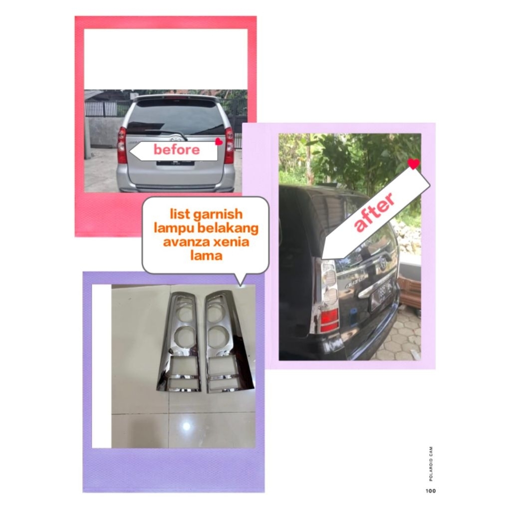 list garnish variasi pelindung lampu belakang Avanza dan Xenia 2005-2011 untuk melindungi mika lampu
