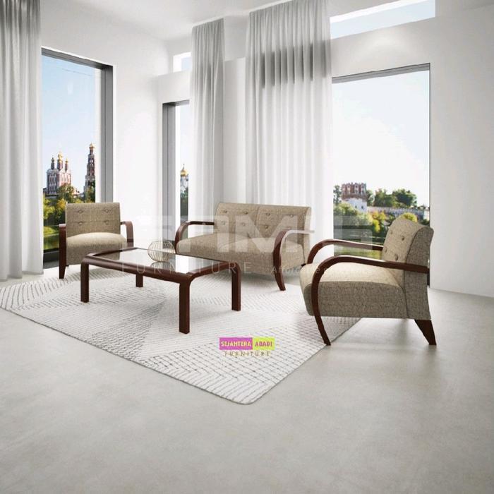 Siantano Furniture Sofa Hyundai 211 plus meja sams sofa 211+MT knockdown sofa kayu sofa tamu sofa ke