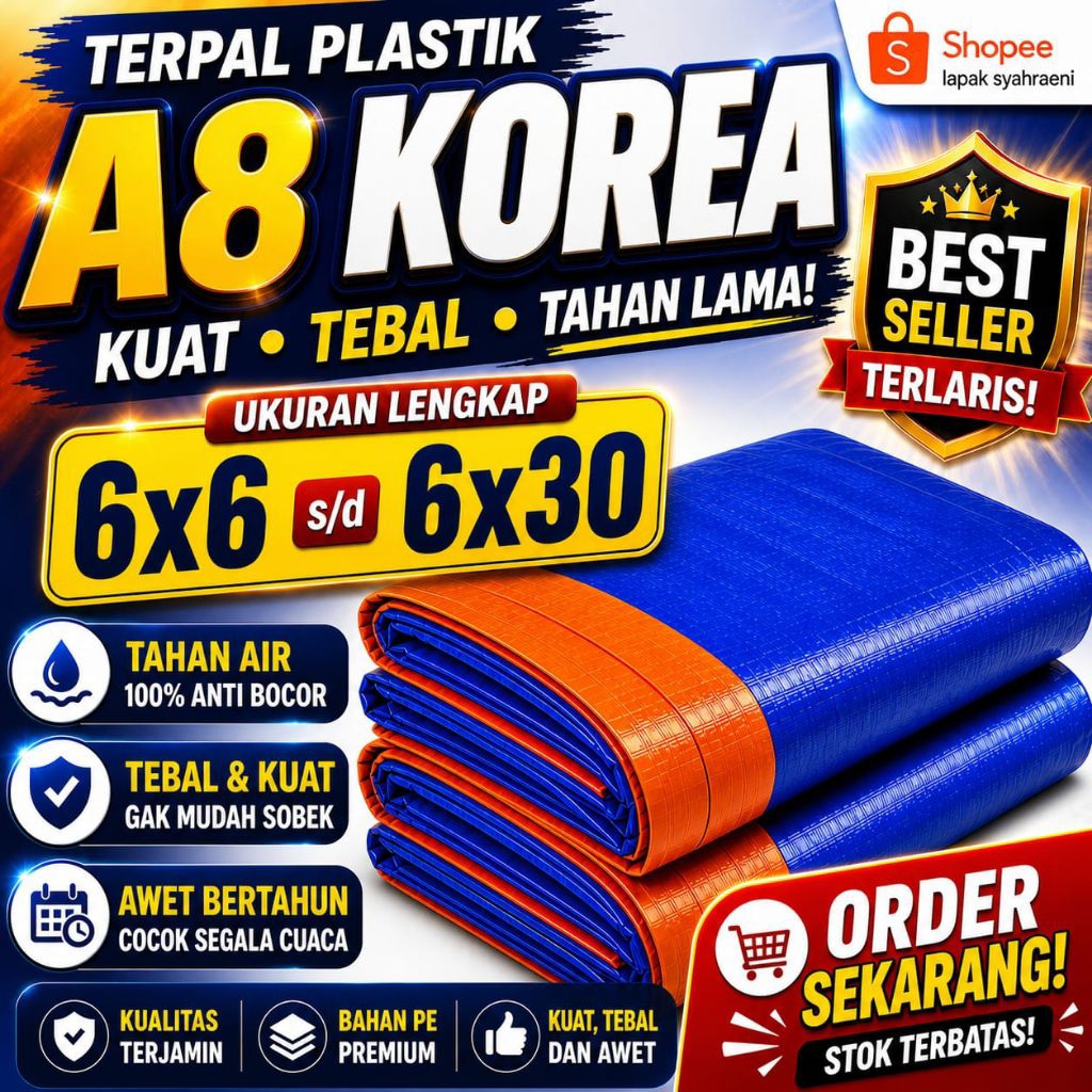 Terpal paling laris di shoope terpal plastik Korea tebal A8 6x6 6x7 6x8 6x9 6x10 terpal Anti air ter