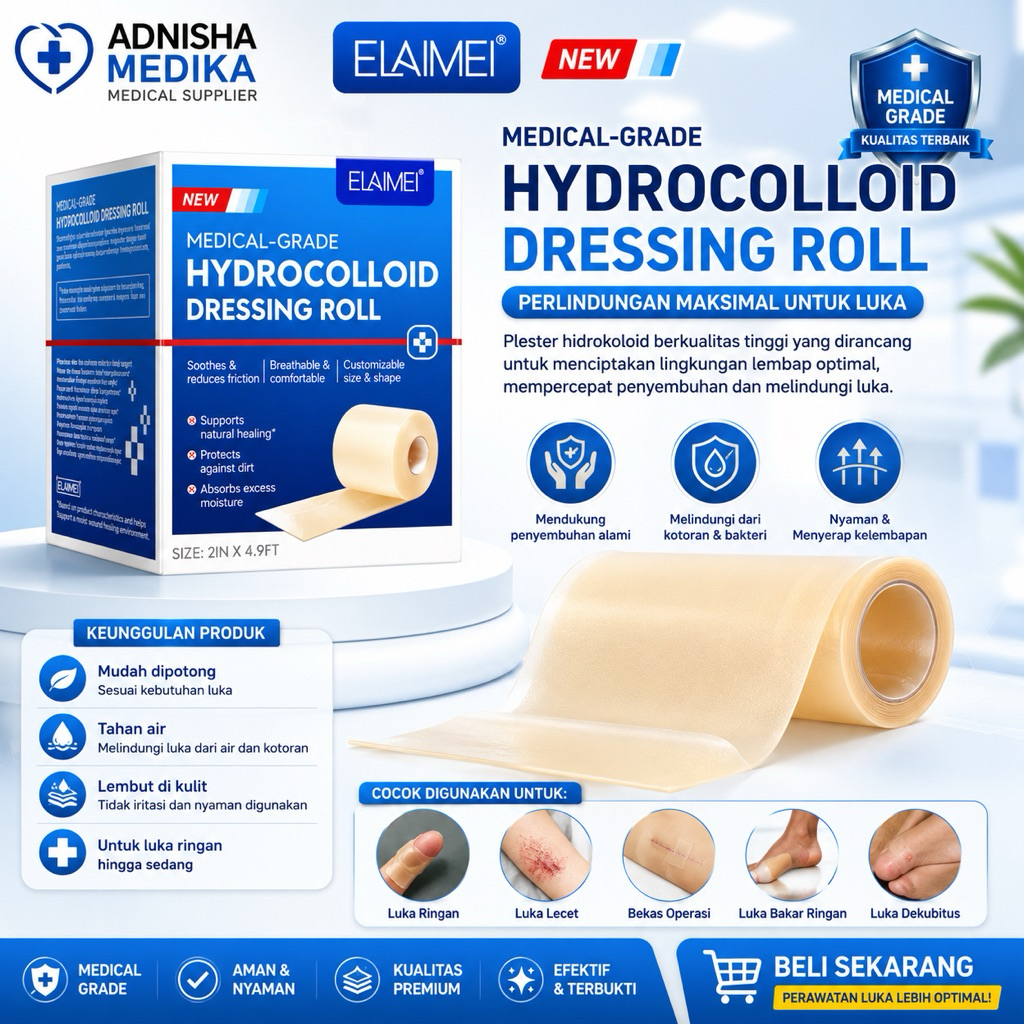ELAIMEI Plester Hidrokoloid untuk perawatan luka / Perban gulungan Hidrokoloid fleksibel tahan air