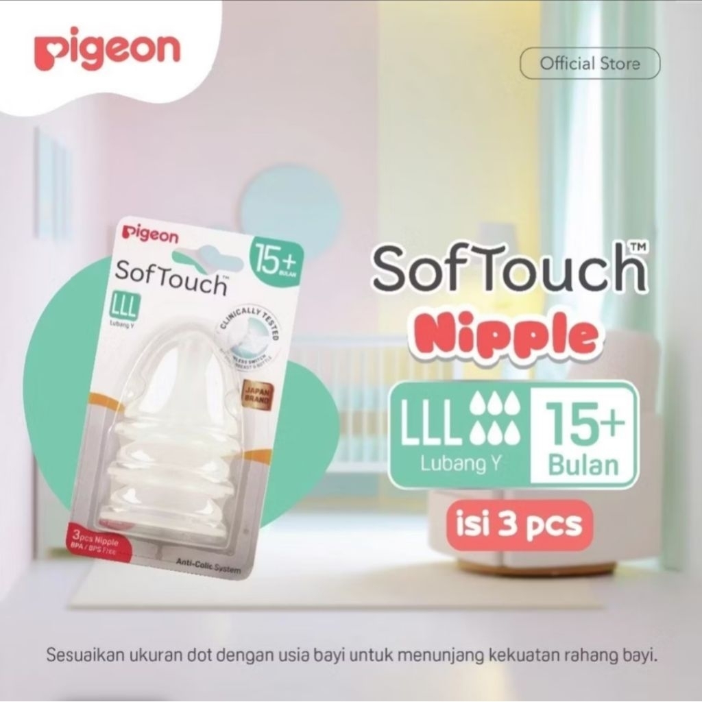 Pigeon Softouch Nipple Dot isi 3 pcs LLL