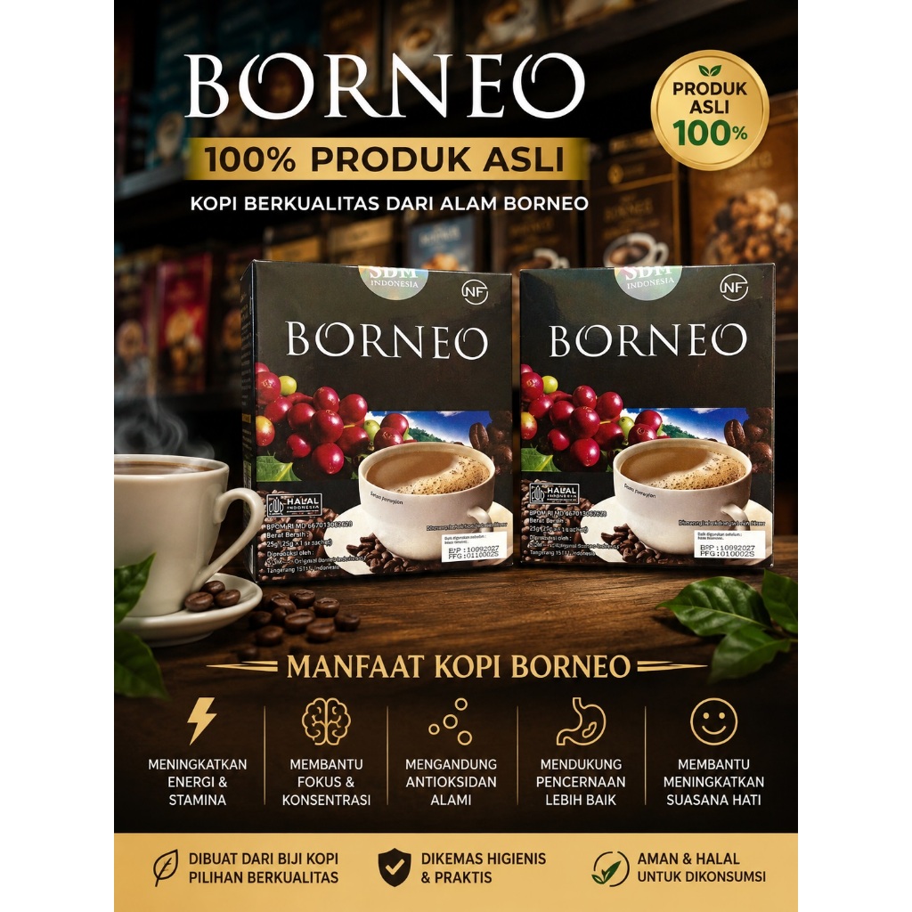Kopi Borneo Original 100% Asli Per Box 5 sachet