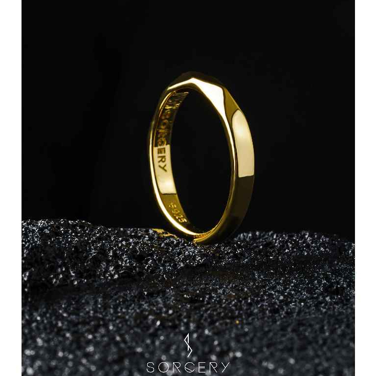 SORCERY 925 Silver Ring OM Cincin Perak Emas Hitam Unisex Pria Wanita