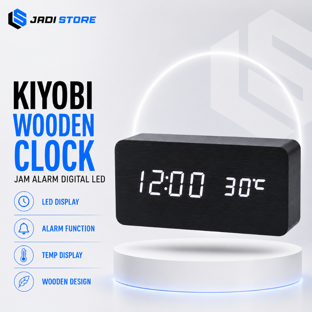 Jam Alarm Digital Meja LED Wood Motif Kayu Wooden Clock Jam Alarm Digital Jam Alarm Anak Jam Alarem 