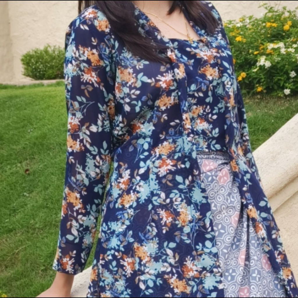 Kebaya kutubaru sifon motif bunga