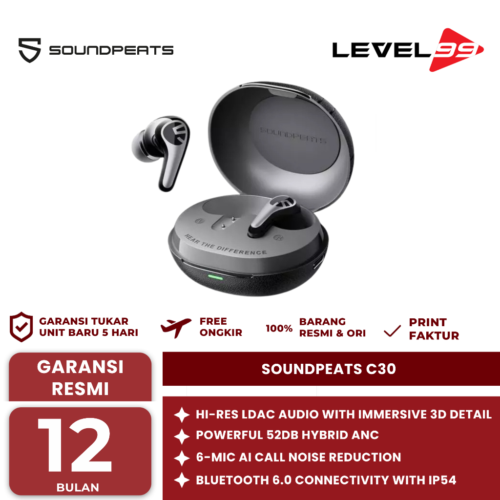 SoundPEATS C30 True Wireless Powerful 52dB Hybrid ANC with Transparency Mode - Tws SOUNDPEATS C30 Pr