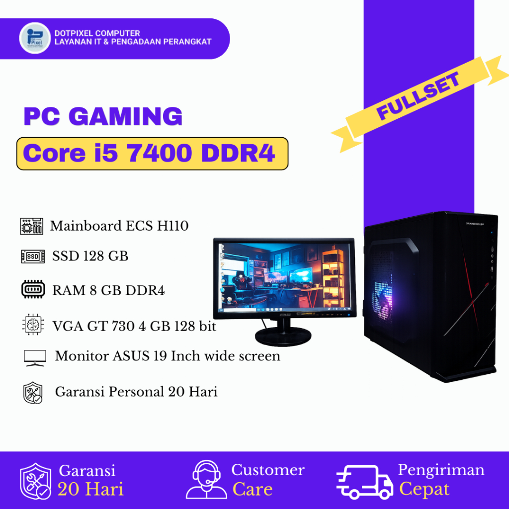 PC Gaming Murah Meriah core i5 gen 7 DDR4 Fullset