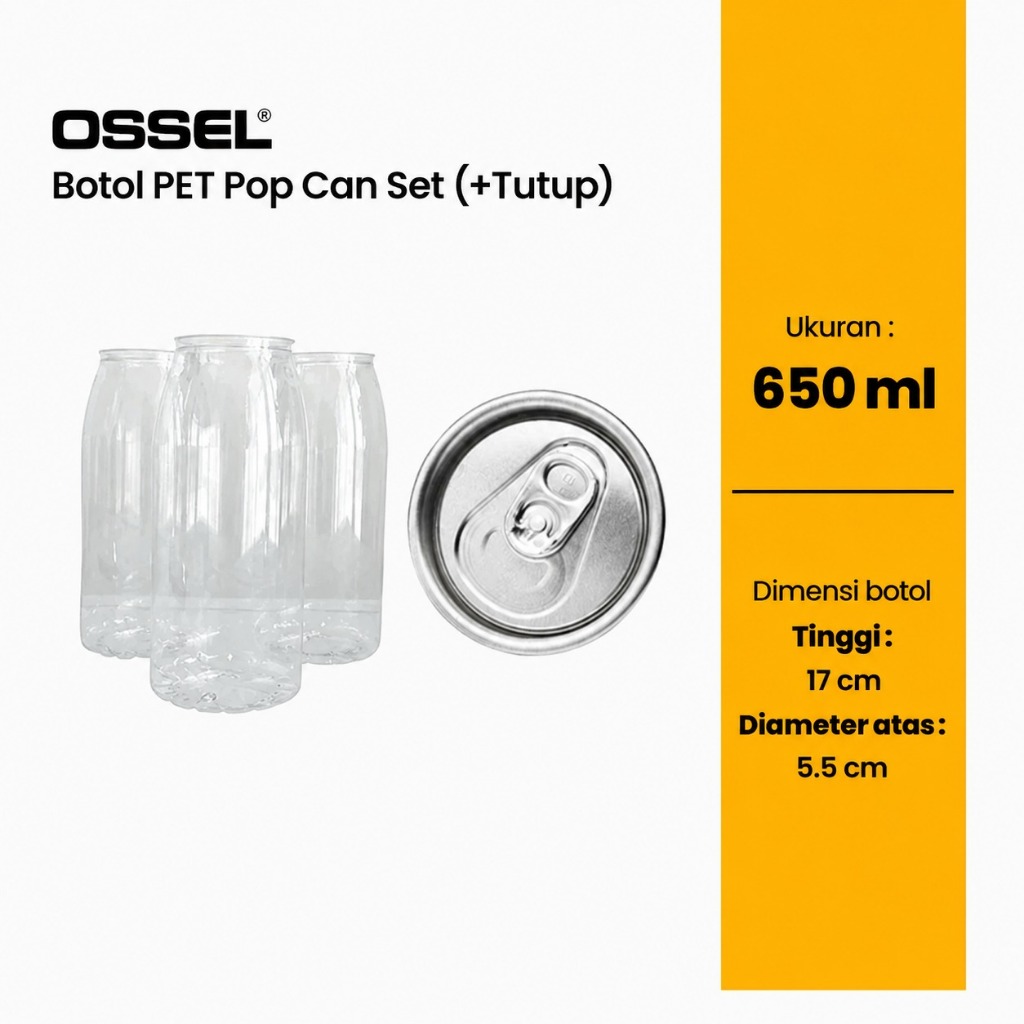 Botol Pet Pop Can Bottle & Lid 650ml Kaleng Plastik PET Can Botol Kaleng PET Botol Popcan