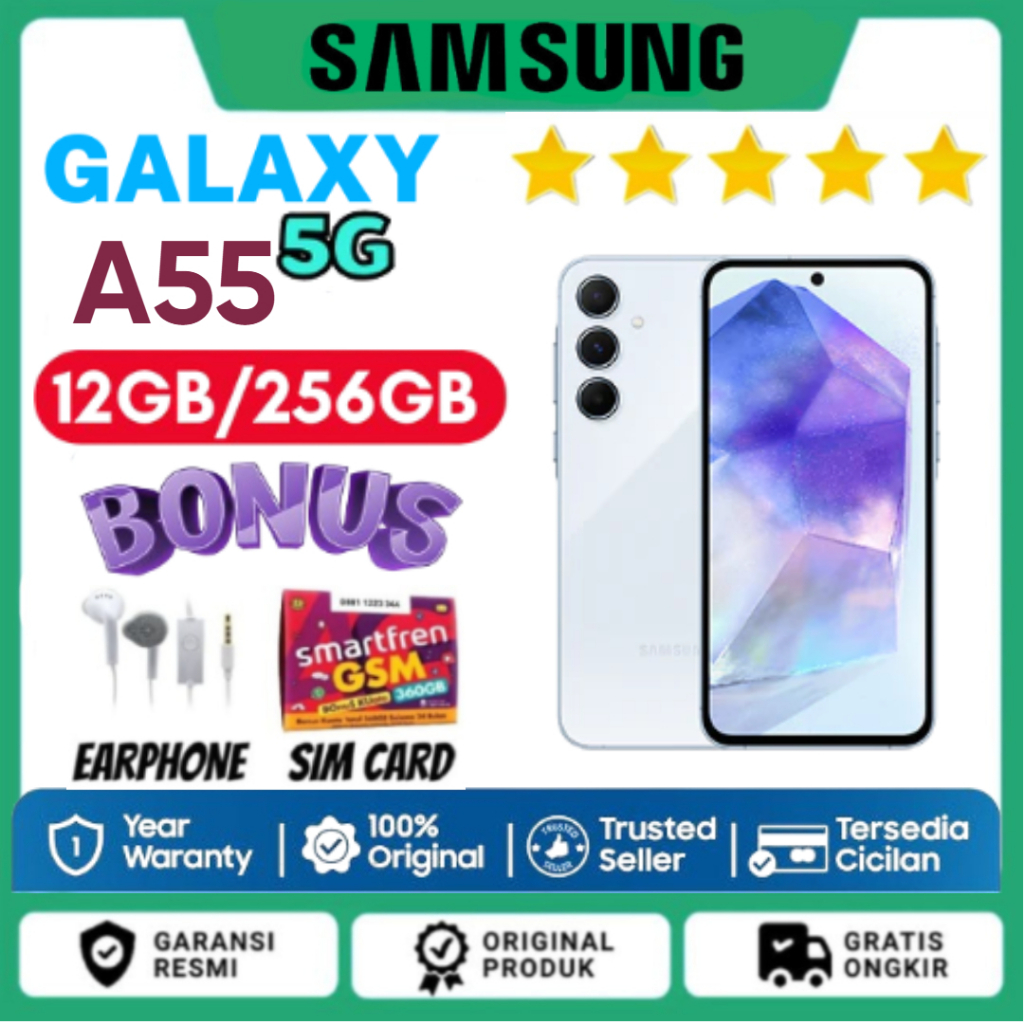 HP SAMSUNG A55 5G 12GB/256GB GARANSI RESMI DAN EXTRA BONUS