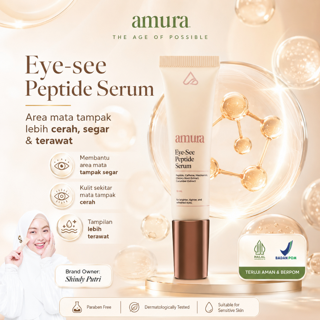 Amura Eye-See Peptide Serum 10ml - Serum Mata Panda & Kantung Mata, Samarkan Garis Halus, Brightenin