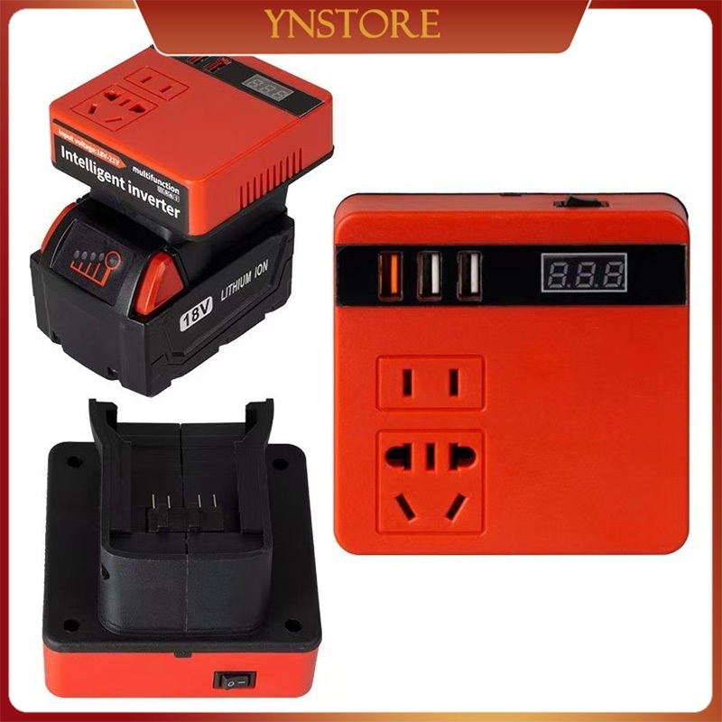 Baterai Litium Inverter 21V ke 220V 100W – 3 USB, Soket Konverter Daya Multifungsi untuk Baterai Mak