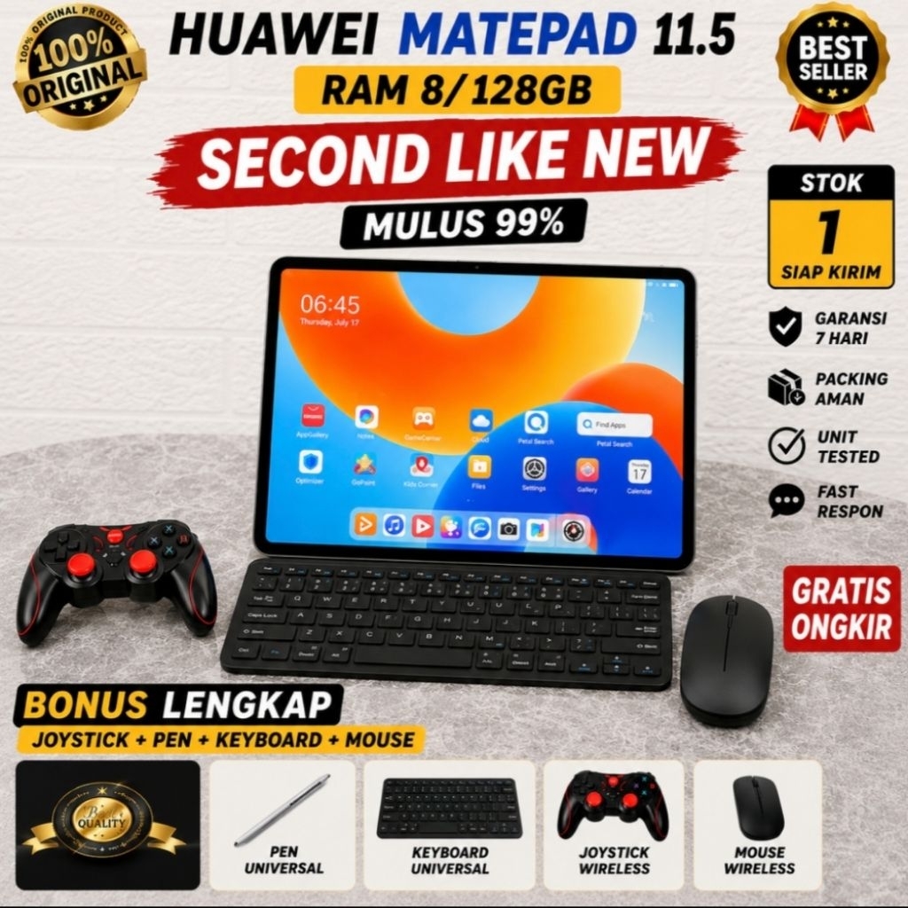 Huawei MatePad 11.5 RAM 8/128GB Like New Bonus Lengkap Tablet Mulus Original