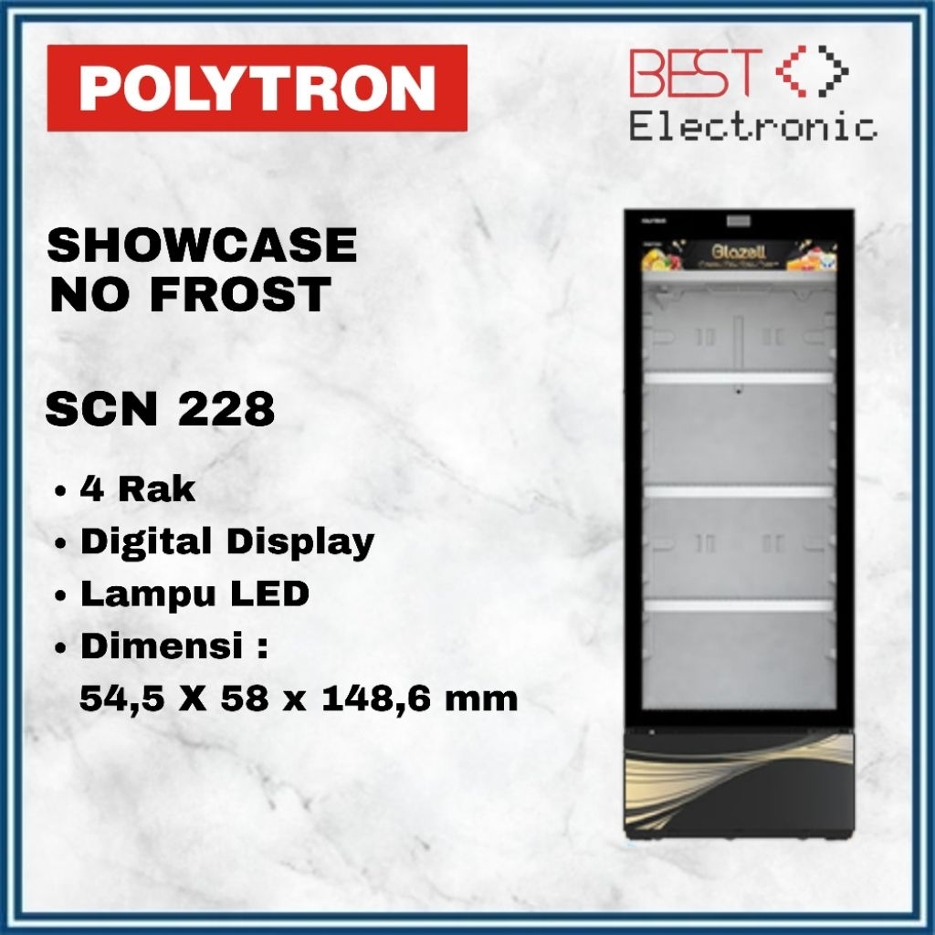 SHOWCASE POLYTRON 228 4 RAK DISPLAY COOLERR KULKAS LOW WATT  NO FROST