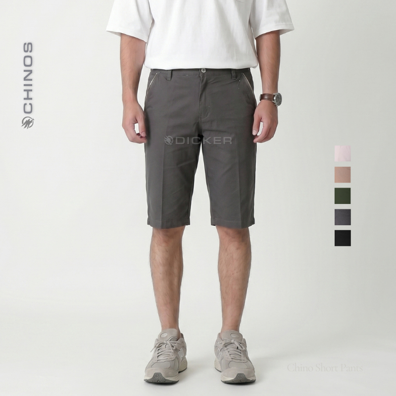 Celana Pendek Chino Pria DICKER Premium | Saten Stretch Tebal