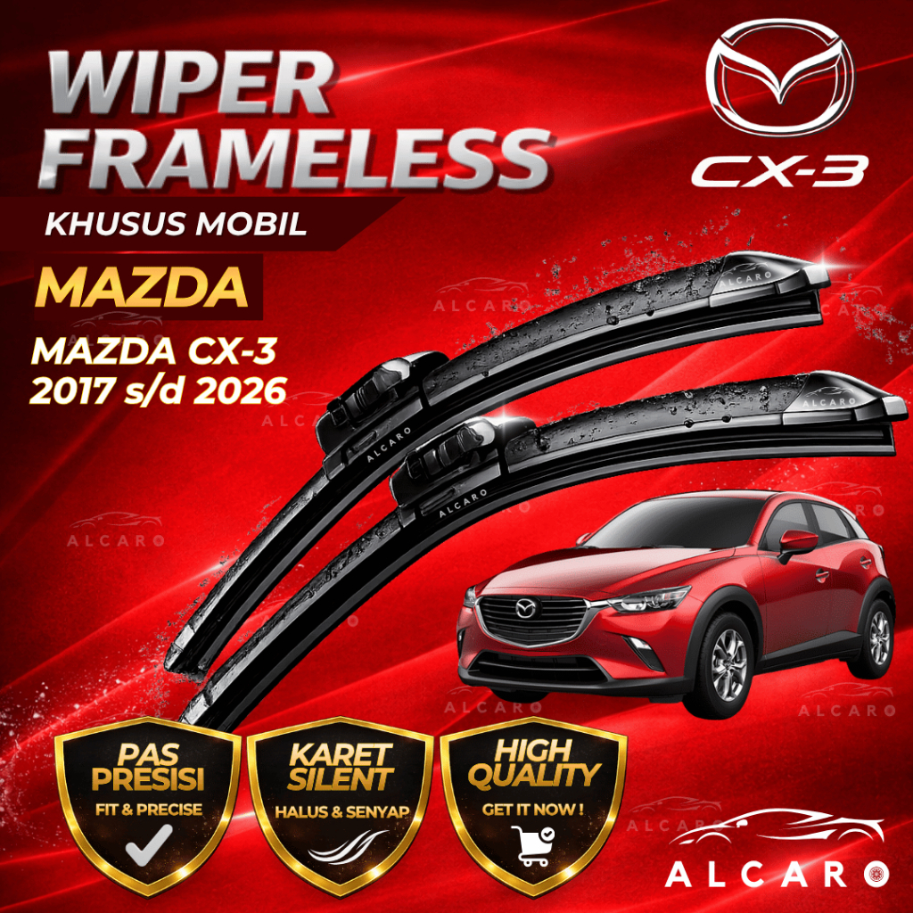 Alcaro Wiper Frameless MAZDA CX-3 2017 s/d 2026 Original Premium - Sapu Kaca MAZDA CX-3 - Wiper MAZD