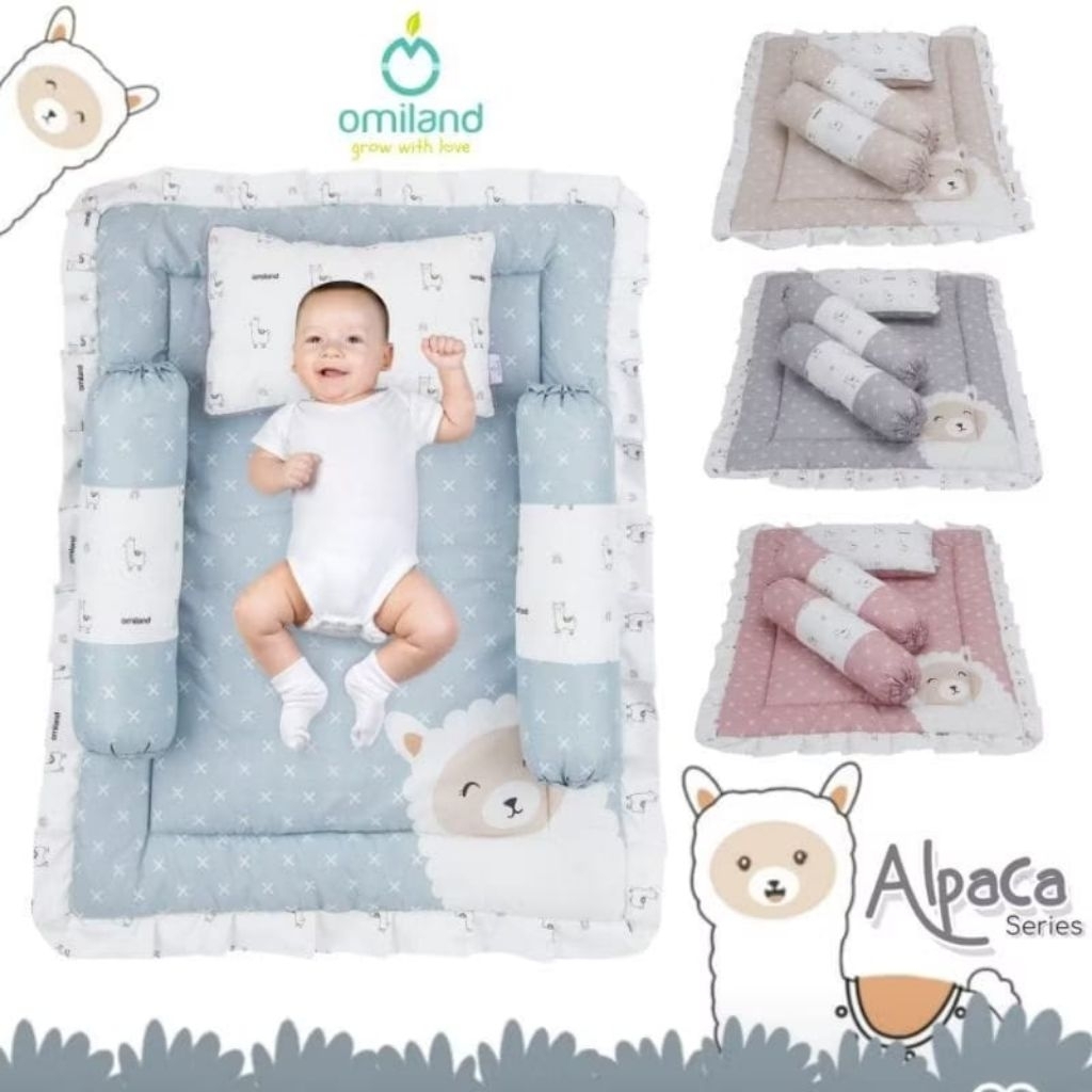 OMILAND Matras Set dan Bantal Guling Bayi Alpaca Series / Kasur Selimut / Tempat Tidur Bayi