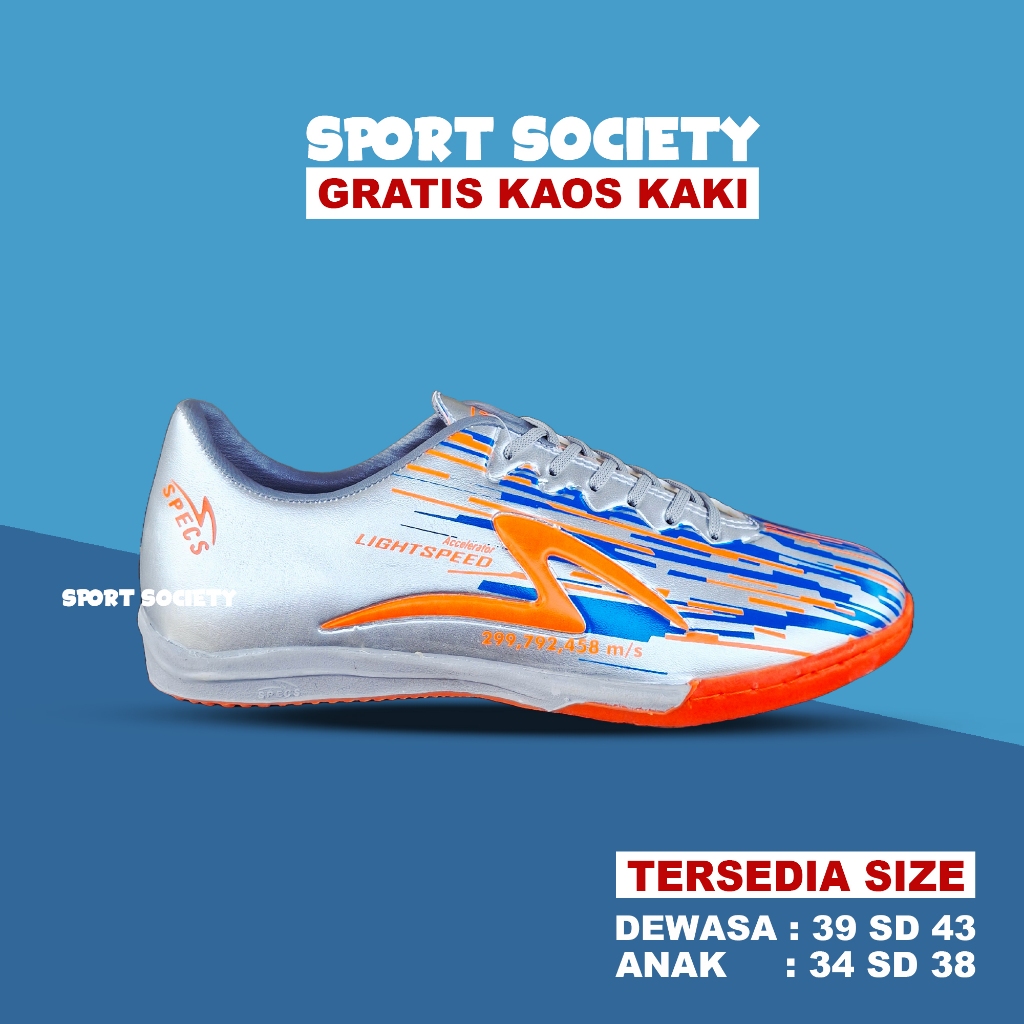 TERBARU Sepatu Futsal Dewasa & Anak Specs LightSpeed Reborn Laki-laki Premium - Hijau Sky