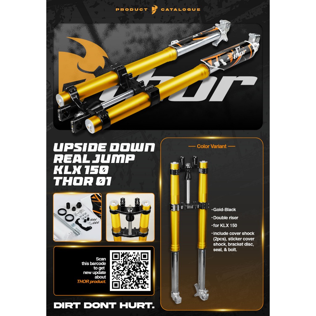 Upside Down Real Jump KLX 150 Thor 01 USD Shock Depan Racing Supermoto Full Set Kawasaki KLX 150
