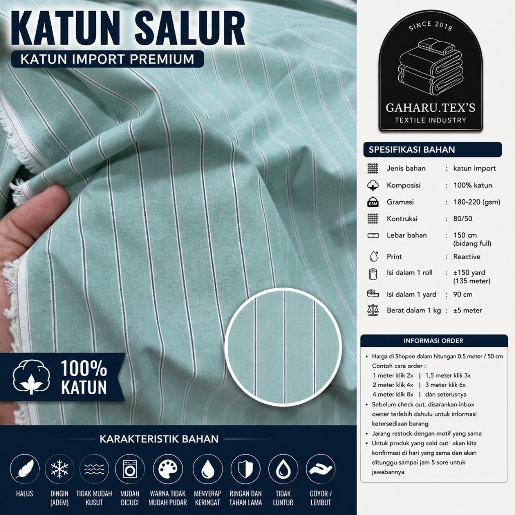 kain katun salur // kain katun salur import // kain katun salur meteran