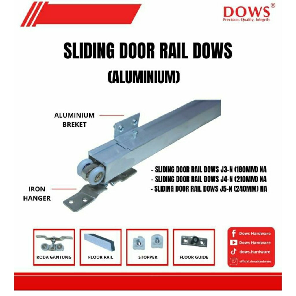 SLIDING DOOR RAIL DOWS ALUMINIUM