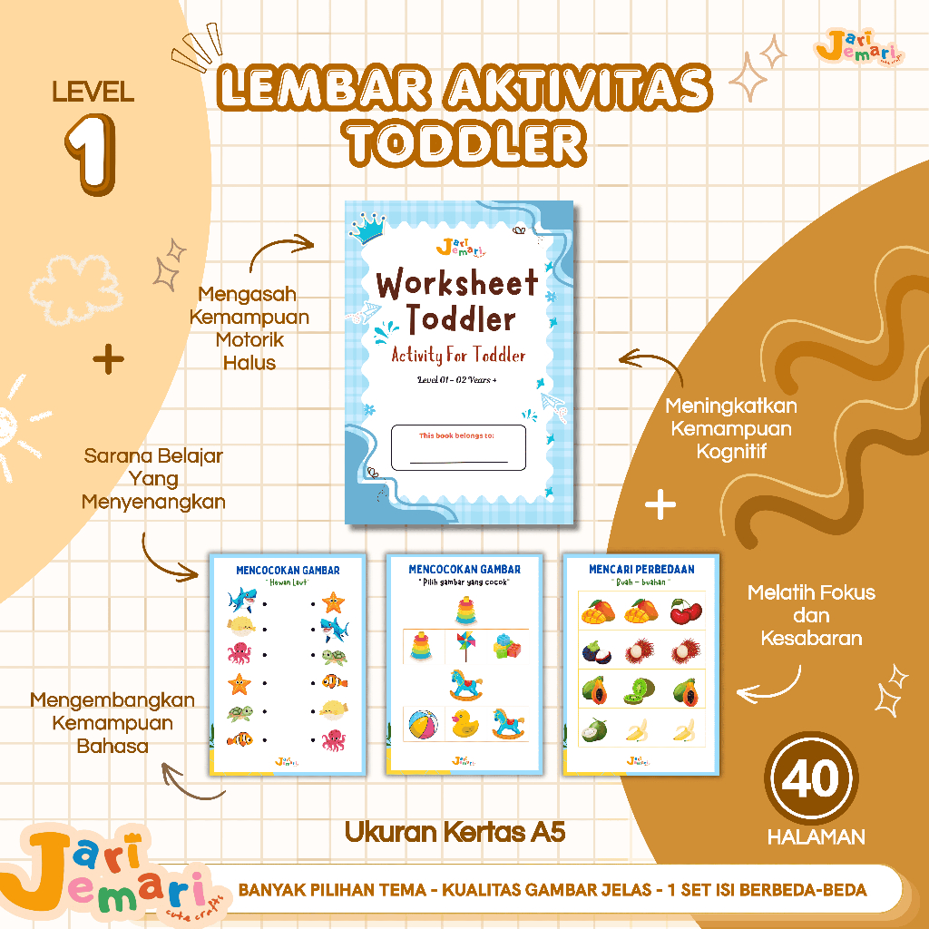 Worksheet Anak Toddler worksheet coding anak soal anak ukuran A5 | Lembar Belajaar anak | Lembar Cod