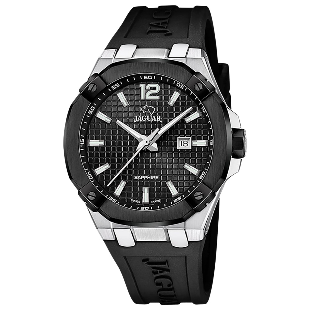 Galery Jam Tangan Jaguar J1019/2 Black Silver Sapphire Crystal Swiss Made