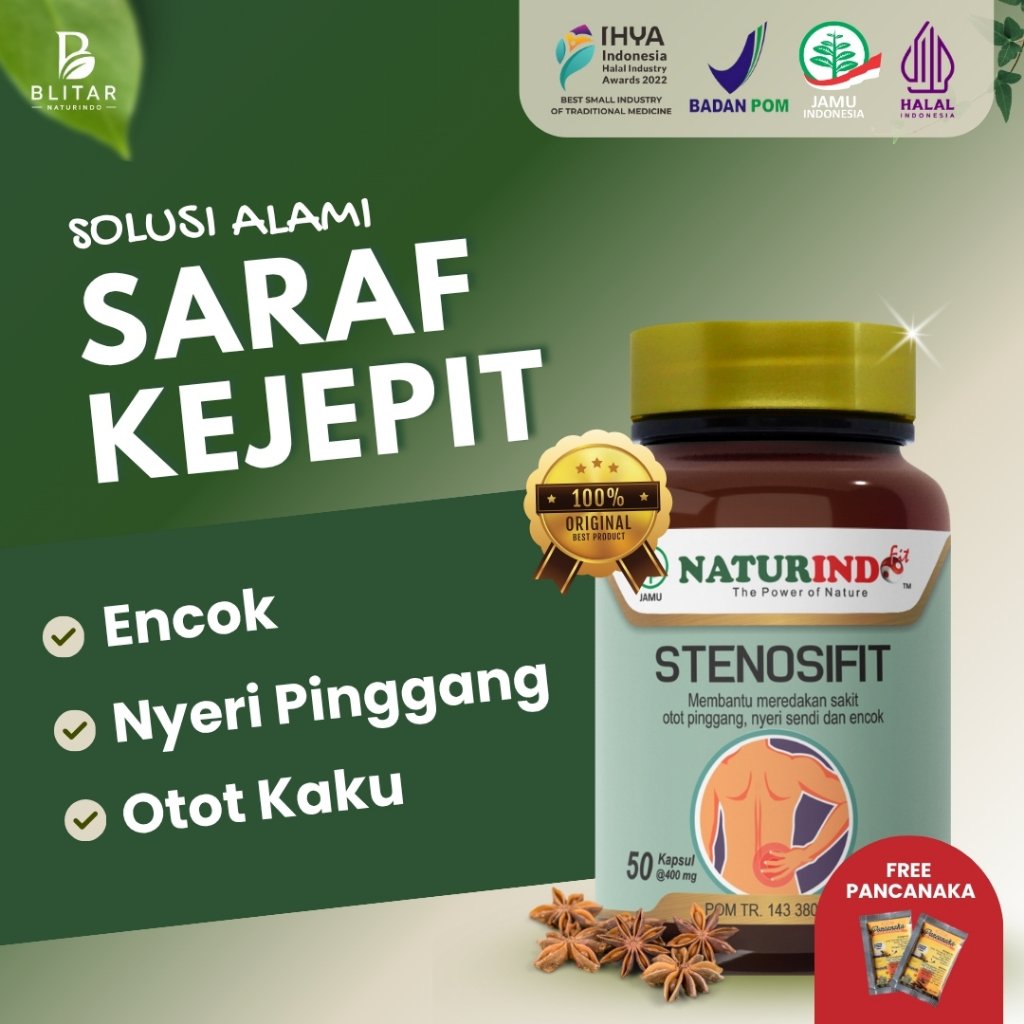 [100% ORIGINAL] STENOSIFIT NATURINDO Herbal Sakit Pinggang Saraf Kejepit Pinggang Dan Kaki Kesemutan