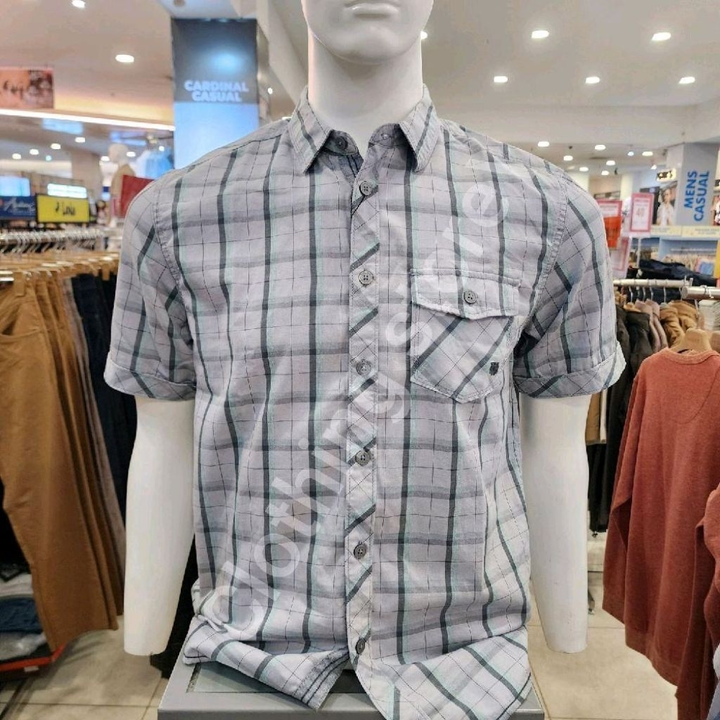 WATCHOUT JEANS ORIGINAL kemeja pria lengan pendek grey JS502560123 live XL