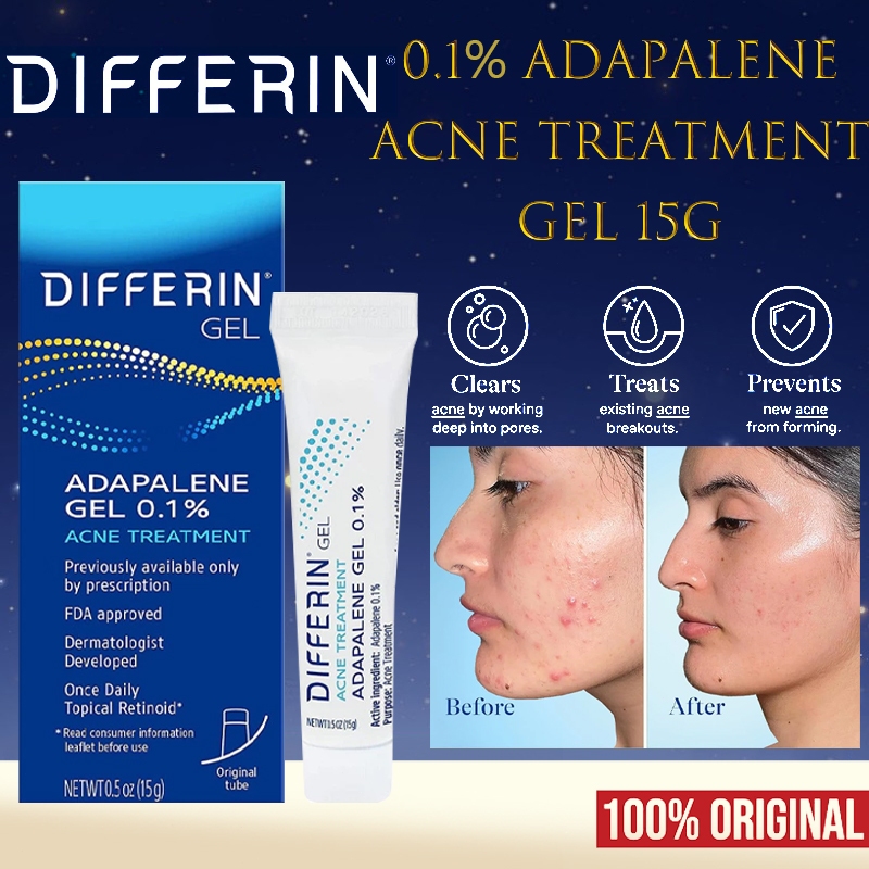 Differin Acne Treatment Gel 15g USA / Differin 0.1% Adapalene Gel Adapalen Cream/Krim Obat Jerawat/P