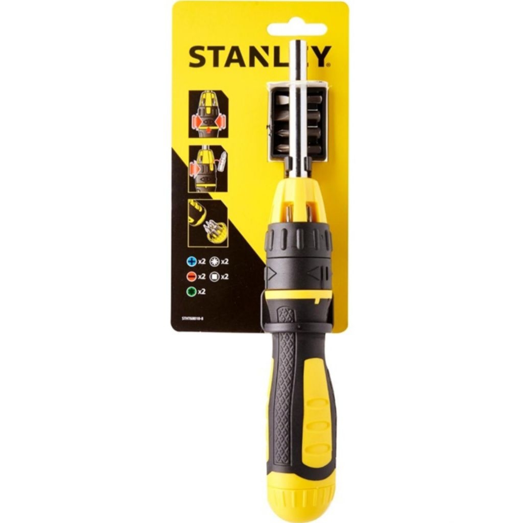 STANLEY STHT68010-8 Racheting Multi Bit Screwdriver Obeng Rachet 10Pcs STHT68010 original