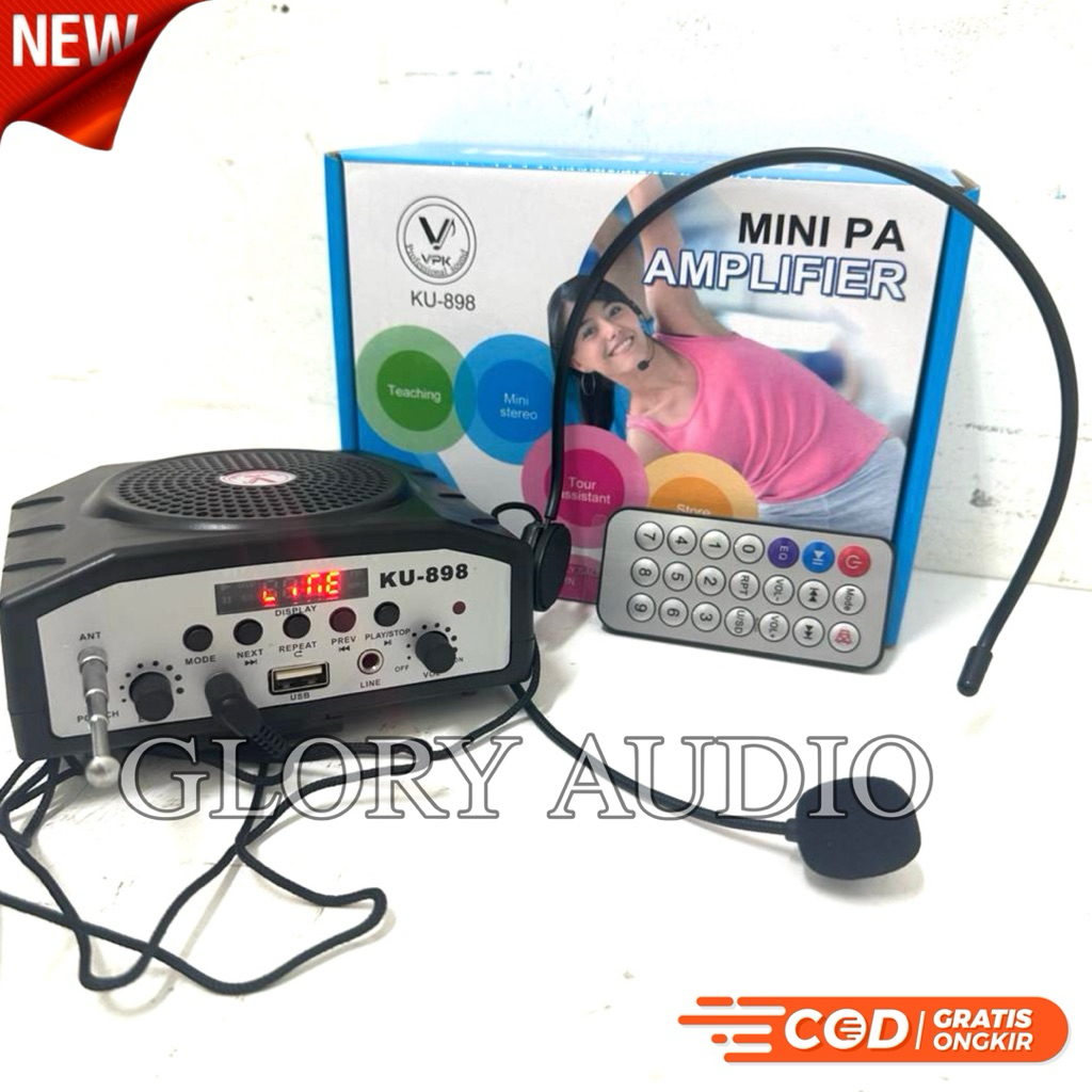 Promo Audio Speaker Pinggang waistband VPK KU - 898 Mini Pa Amplifier VPK KU898 Bluetooth Portable