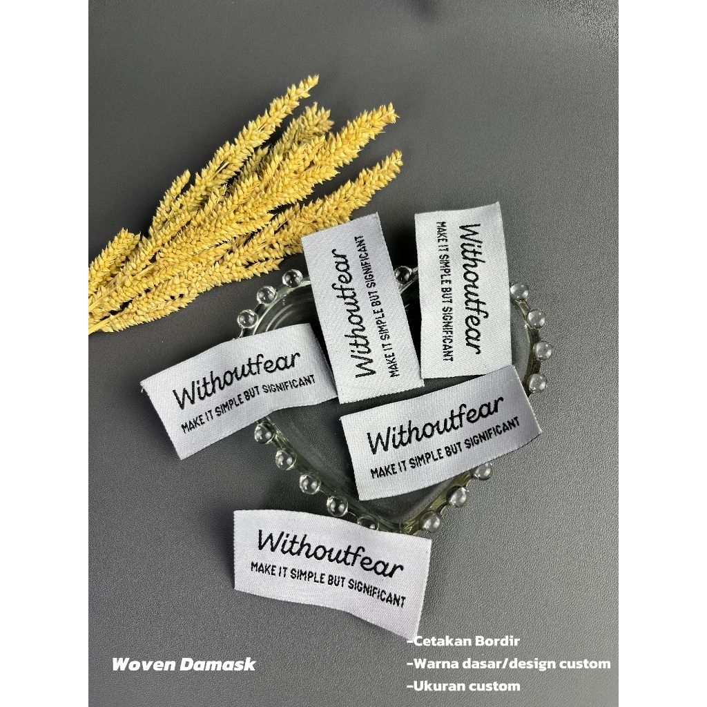 Woven Bordir Damask Tag Baju Custom Label Rajut