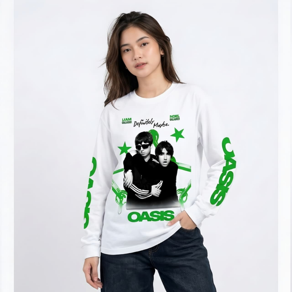 Metaphor Tshirt Longsleeve Oasis Kaos Vintage Panjang Putih