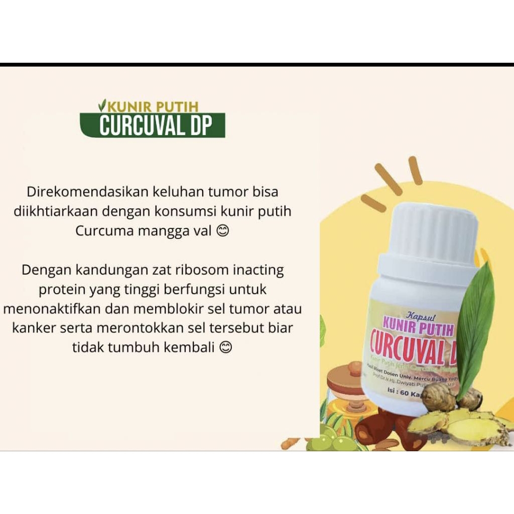 Kunir putih Curcuval DP Prof  Dwiyati / kunyit putih 1 botol isi 60 kapsul. agen resmi kota Malang