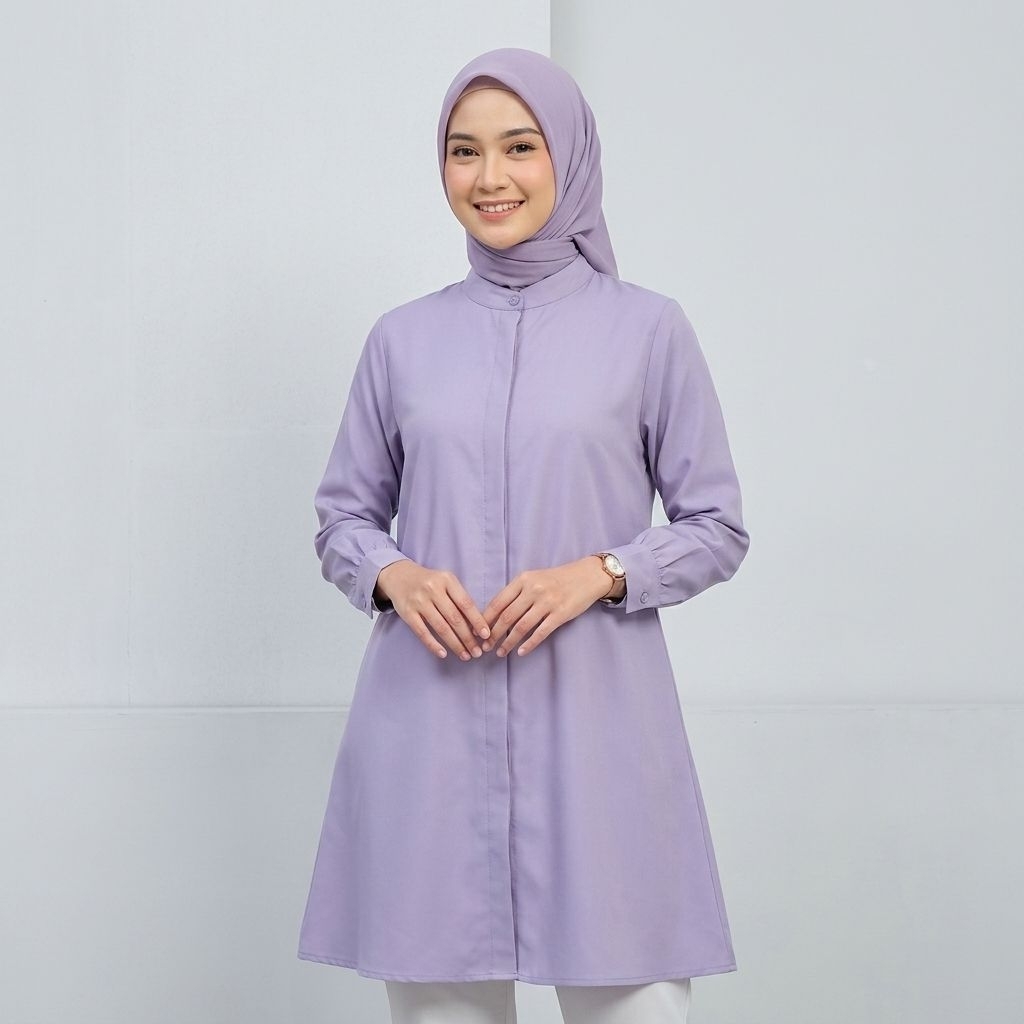 Annisa muslim Tunik Radwah Katun Toyobo Premium Tunic Baju Atasan Wanita Simple Elegant Kerah Sangha