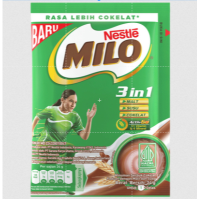 SUSU MILO 3 IN 1 RASA COKLAT 34 GRAM SACHET