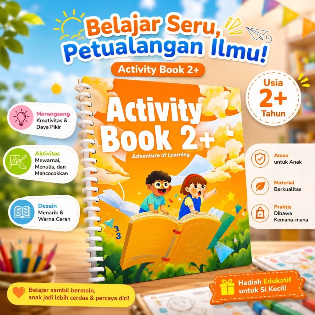 Worksheet Anak 2-3 Tahun - 80 Halaman Kerja Berwarna Ukuran A5  - BUKAN PDF