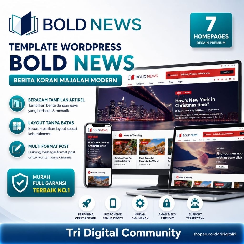 Template Wordpress BOLD NEWS Premium berita koran majalah- Tri Digital
