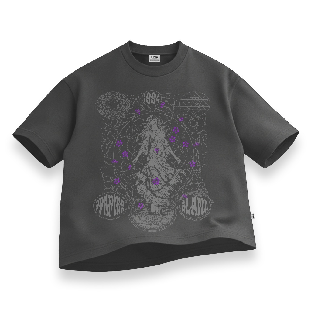 Ppapier Blanc Astral Maiden Graphic - Oversized Boxy Fit Tshirt Unisex - Cotton Combed 20s