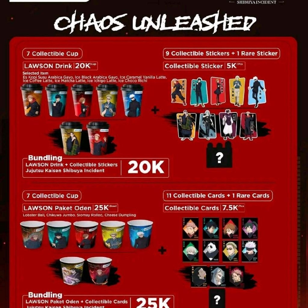 Jujutsu Kaisen X Lawson (card, stickers, cup)