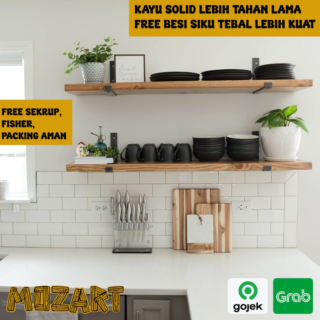 RAK DINDING SUSUN AMBALAN KAYU DAPUR KITCHEN SET KAMAR MANDI MINIMALIS