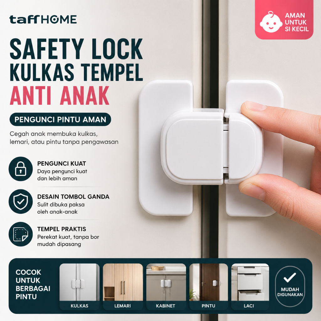 Safety Lock Kulkas Tempel Pengunci Pintu Lemari Anti Anak